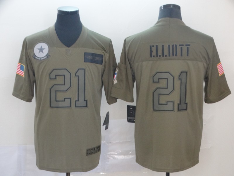 Men's Dallas Cowboys Ezekiel Elliott #21 Brown Jersey